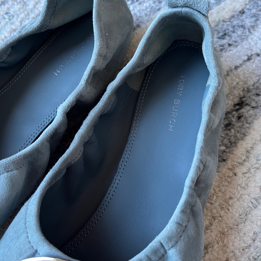 🩰 Tory Burch Minnie Travel Ballet Flats Light Grey Rocky Pebble | Size 9.5 - Picture 12 of 15